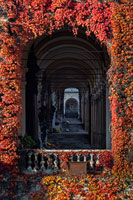 Famous arcades on Mirogoj cemetery, Zagreb, Croatia