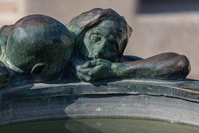 Well of life monument in front of Croatian National theatre in town Zagreb, Croatia