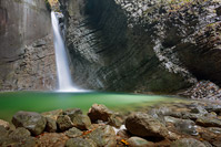 Kozjak waterfall in river Soca valley, Goriska, Slovenia