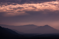 Silhouette of an istrian town Motovun at sunset, Istria, Croatia