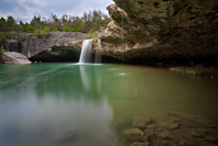 The roof and waterfall of Zarec, Pazin, Istria, Croatia