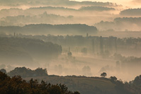 Sunrise shadows under Plesivica hill near town Jastrebarsko, Croatia