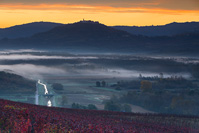 Autumn dawn below old town Motovun, Istria, Croatia