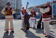 Folk band playing on the main square in town Zagreb, Croatia