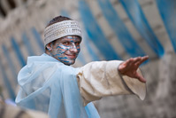 Man dressed up as a Roman emperor during famous carnival in town Rijeka, Croatia