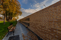 Construction of fence wall with niches for urns on cemetery, Zagreb/Croatia