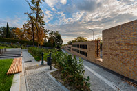 Construction of fence wall with niches for urns on cemetery, Zagreb/Croatia