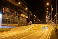 Road illumination of renovated Radnicka street, Zagreb/Croatia