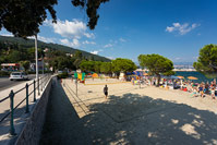 Fun and entertainment on beach in place Icici near Opatija, Kvarner, Croatia