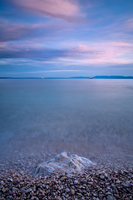 Sunset over bay of town Rijeka, Kvarner, Croatia