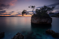 Rock on famous beach in place Brela, Dalmatia, Croatia