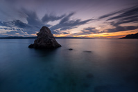 Rock on famous beach in place Brela, Dalmatia, Croatia