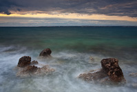 Strong wind Bura blowing from Velebit mountains, island Ugljan, Dalmatia, Croatia