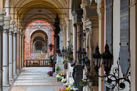 Famous arcades on Mirogoj cemetery, Zagreb, Croatia