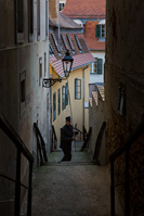 Famous street lamp lighter in Zagreb, Croatia