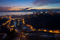 Town Rijeka in the evening, Kvarner, Croatia