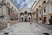 Peristyle square in the center of town Split, Dalmatia, Croatia