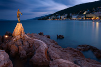 Town Opatija in the evening, Kvarner, Croatia