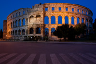 Roman Arena at blue hour in Pula/Istria, Croatia