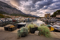 Port of town Makarska in the morning, Dalmatia, Croatia