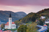 Town of Krapina at autumn sunset, Zagorje, Croatia