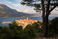 Panoramic view on old town Korcula, island Korcula, Dalmatia, Croatia