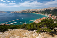 Popular touristic destination town Baska on island Krk, Kvarner, Croatia