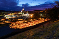 Candles procession night before Assumption of Mary in Marija Bistrica sanctuary, Croatia